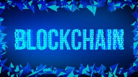 Block chain concept. 3d Blockchain word built with cubes. Crypto currency. Ed 스톡 일러스트