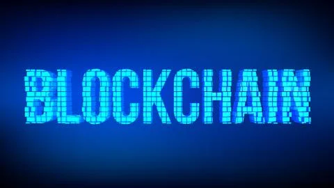 Block chain concept. 3d Blockchain word built with cubes. Crypto currency. Ed イラスト素材