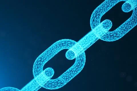 Block chain concept, digital block chain technology. Cryptocurrency, concept of Illustrazione stock