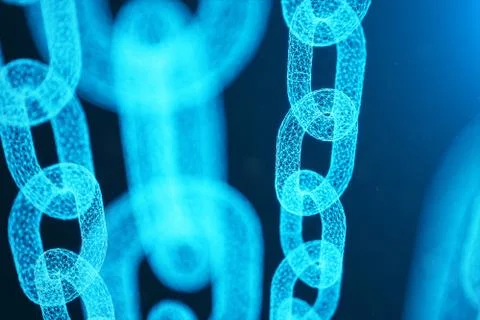 Block chain concept, digital block chain technology. Cryptocurrency, concept of Illustrazione stock