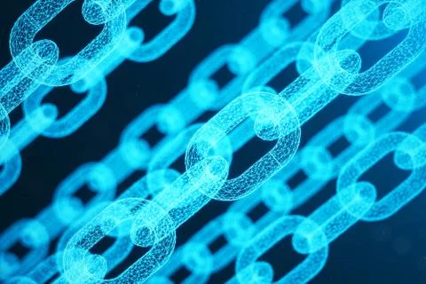 Block chain concept, digital block chain technology. Cryptocurrency, concept of Illustrazione stock