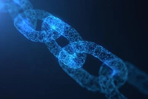 Block chain concept, digital block chain technology. Cryptocurrency, concept of Illustrazione stock