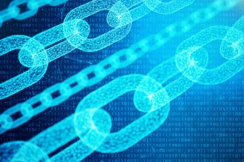 Block chain concept, digital block chain technology. Cryptocurrency, concept of Illustrazione stock