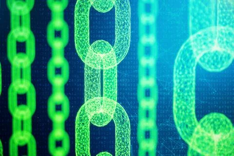 Block chain concept, digital block chain technology. Cryptocurrency, concept of Illustrazione stock