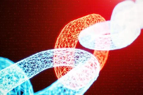 Block chain concept, digital block chain technology. Cryptocurrency, concept of Stock Illustration