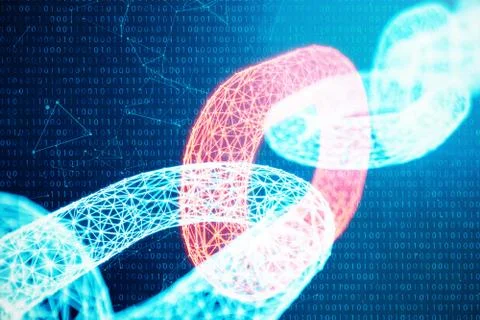 Block chain concept, digital block chain technology. Cryptocurrency, concept of Stock Illustration