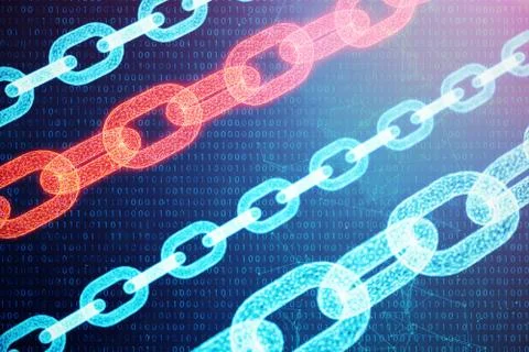 Block chain concept, digital block chain technology. Cryptocurrency, concept of Stock Illustration