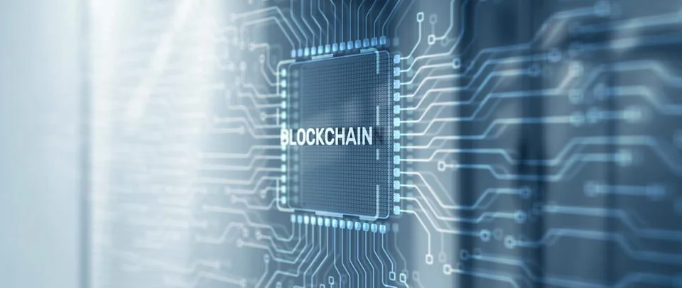 Block Chain concept . Distributed ledger technology. Database management Illustrazione stock
