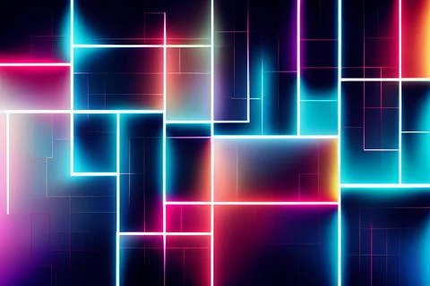 Block chain concept of many blue squares on a dark blue background. Illustrazione stock