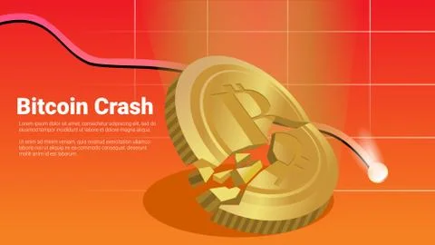 Block chain criptocurrency market crisis bitcoin crash tragedy concept vector Stock Illustration