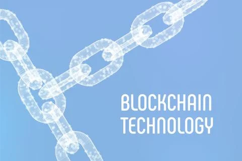Block chain. Crypto currency. Blockchain concept. 3D wireframe chain with dig 스톡 일러스트