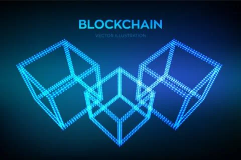 Block chain. Crypto currency. Blockchain concept. 3D isometric digital block. Stock Illustration