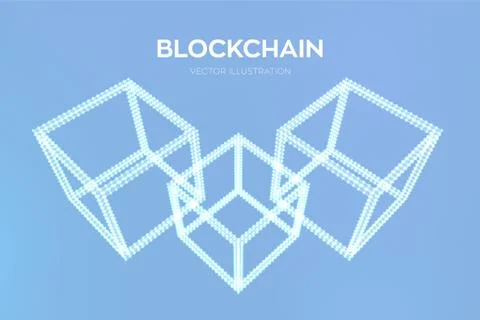 Block chain. Crypto currency. Blockchain concept. 3D isometric digital block. Stock Illustration