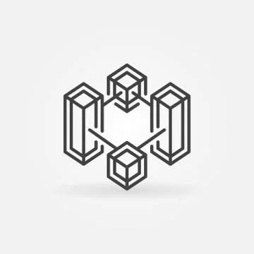 Block chain crypto technology vector line icon 库存插图