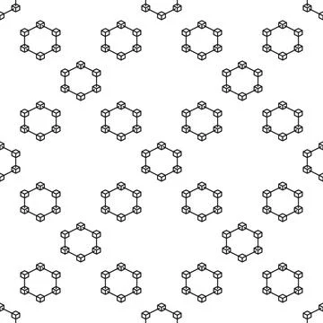 Block-Chain Cryptocurrency vector linear seamless pattern. Blockchain Crypt.. Ilustración de archivo