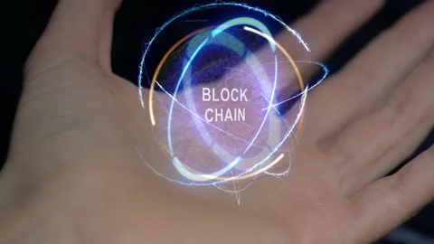 Block Chain on a female hand Video stock 146021423