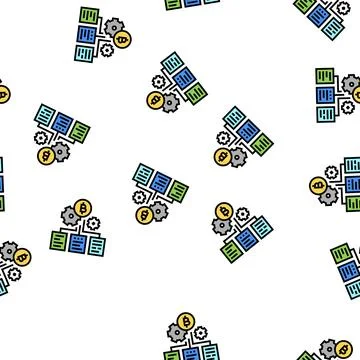 Block chain ico vector seamless pattern 스톡 일러스트