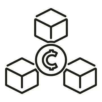 Block chain icon outline vector. Concept currency 스톡 일러스트