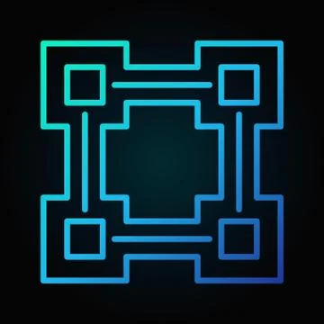 Block chain line blue icon - vector blockchain logo element 库存插图