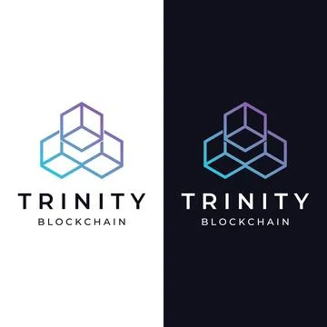 Block chain logo template design.Geometric block chain with hexagons, moder.. Stock Illustration