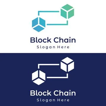 Block chain logo template design.Geometric block chain with hexagons, moder.. Stock Illustration