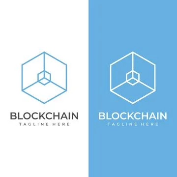 Block chain logo template design.Geometric block chain with hexagons, moder.. Stock Illustration