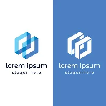 Block chain logo template design.Geometric block chain with hexagons, moder.. Stock Illustration
