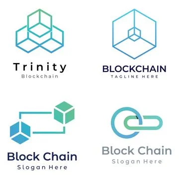 Block chain logo template design.Geometric block chain with hexagons, moder.. Stock Illustration