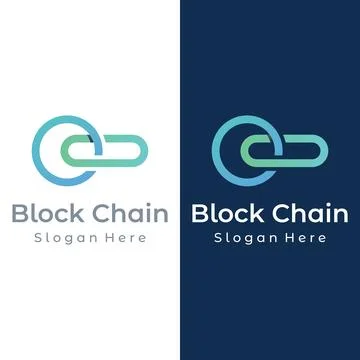 Block chain logo template design.Geometric block chain with hexagons, moder.. Stock Illustration