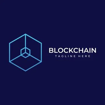 Block chain logo template design.Geometric block chain with hexagons, moder.. Stock Illustration