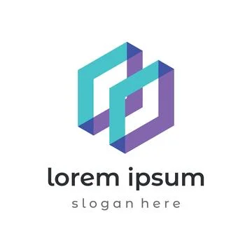 Block chain logo template design.Geometric block chain with hexagons, moder.. Stock Illustration
