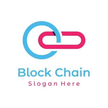 Block chain logo template design.Geometric block chain with hexagons, moder.. Stock Illustration