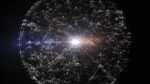 Block chain network and programming concept Illustrazione stock