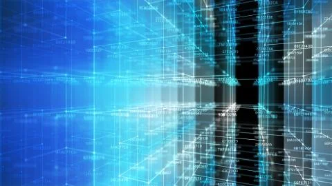 Block chain network and programming concept Illustrazione stock