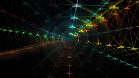 Block chain network and programming concept 库存插图