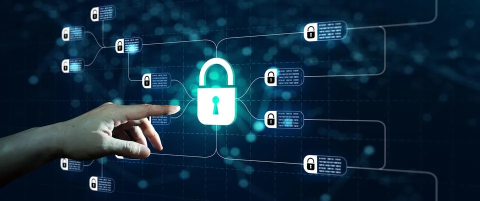 Block chain network Concept. Distributed Ledger Technology (DLT). 스톡 사진