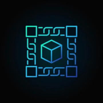 Block chain technology blue concept icon on dark background Illustrazione stock
