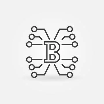 Block chain technology concept vector icon in thin line style 스톡 일러스트