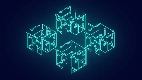 Block Chain Technology connecting the nodes animation Stock Footage 241073141