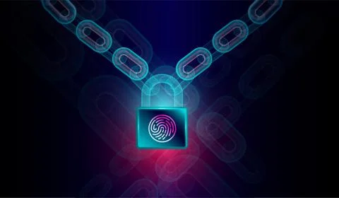 Block chain technology with high security fingerprint lock concept Stock Illustration