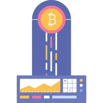 Block chain technology icon bitcoin mining vector Stock Illustration