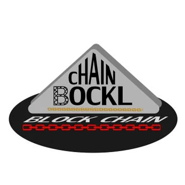 Block chain technology logo icon or sign. Vector illustration with lettering  Stock Illustration