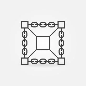 Block-Chain Technology vector outline concept icon or sign Stock Illustration