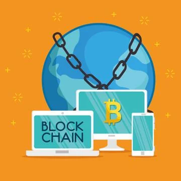 Block chain tecnology concept 스톡 일러스트