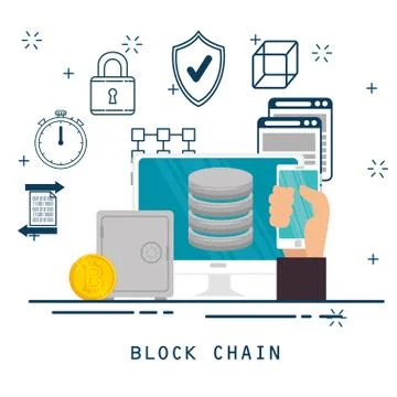 Block chain tecnology concept 스톡 일러스트