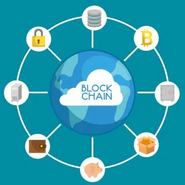 Block chain tecnology concept 스톡 일러스트