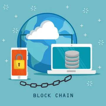 Block chain tecnology concept 스톡 일러스트