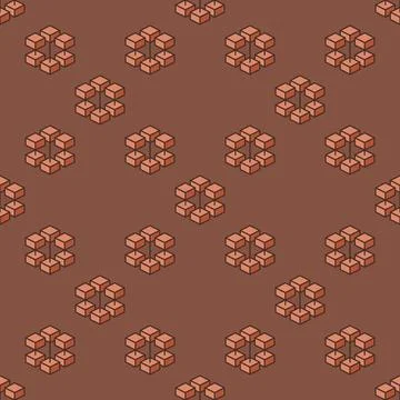 Block-Chain vector blue seamless pattern - Blockchain Technology abstract m.. Illustrazione stock