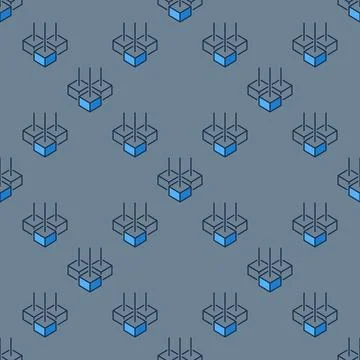 Block-Chain vector blue seamless pattern. Blockchain colored background wit.. Stock Illustration