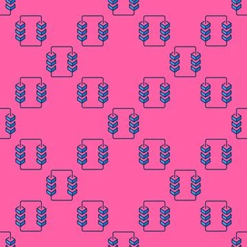 Block-Chain vector blue seamless pattern - Blockchain with 6 blocks Cryptoc.. 스톡 일러스트